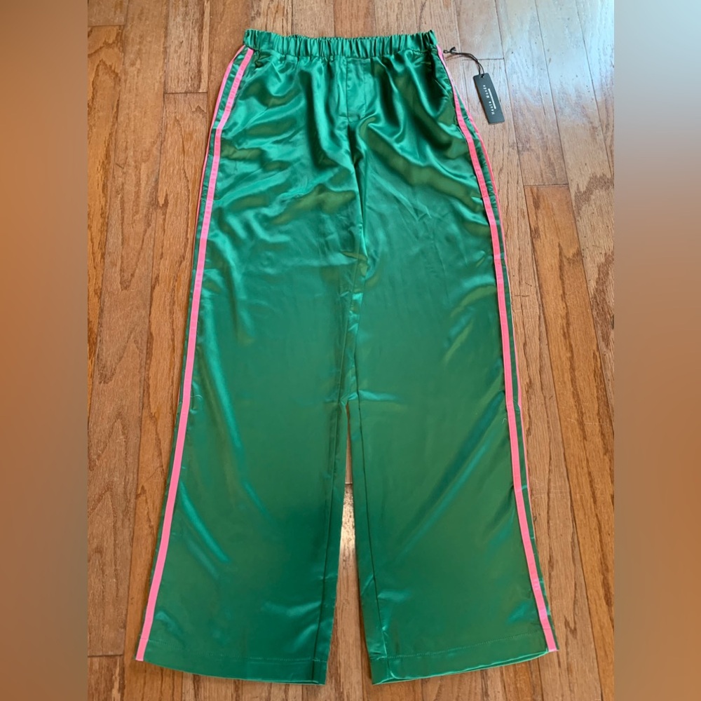 Haute Monde Pink and Green Satin Pants - Picture 2 of 8